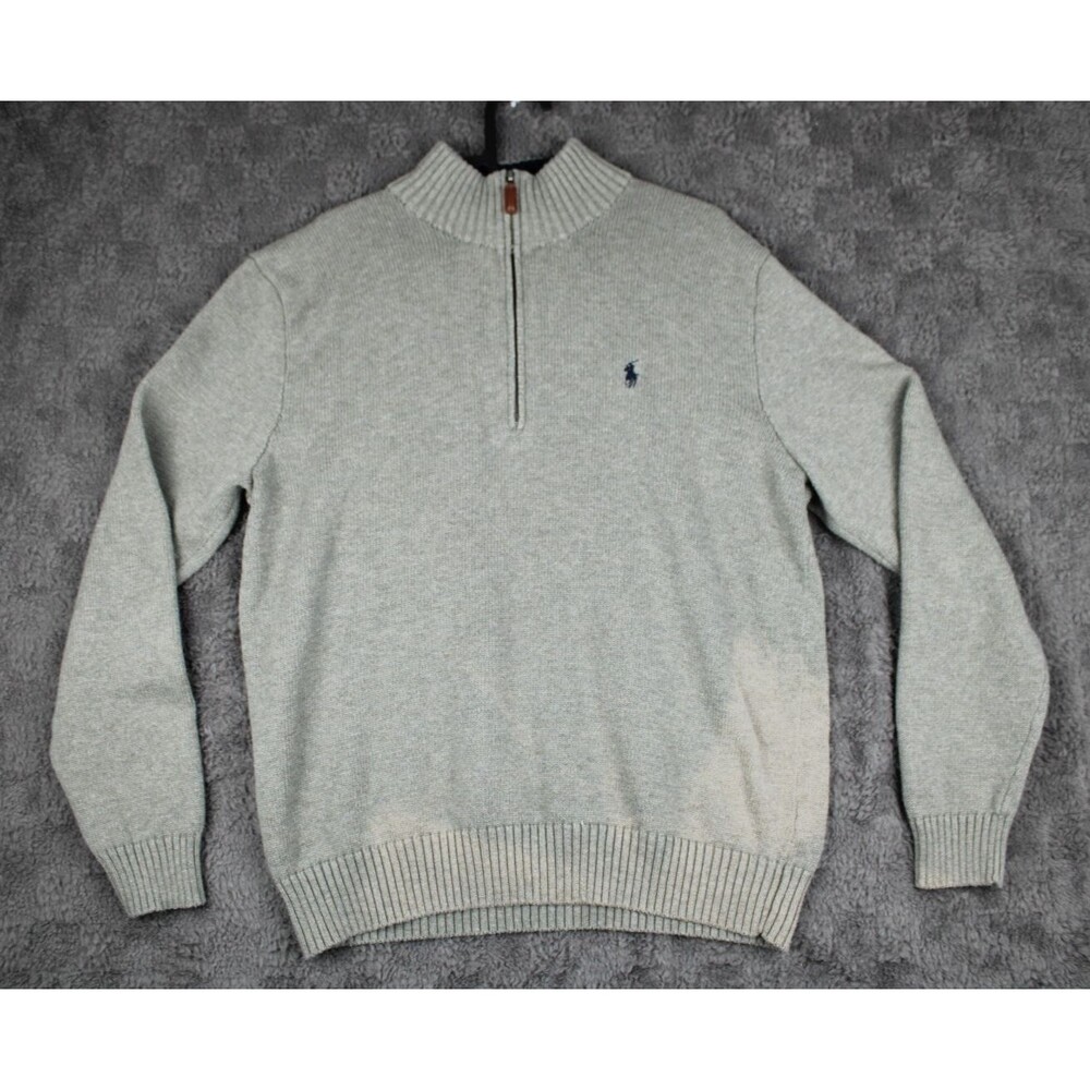 Polo Ralph Lauren Exclusive Of Decoration 1/4 Zip Sweater Size Large Gray *Read*